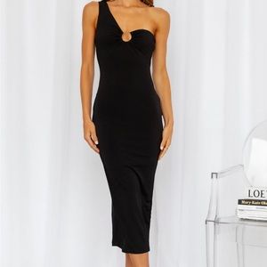 SNAPPING ON BEAT MIDI DRESS BLACK
